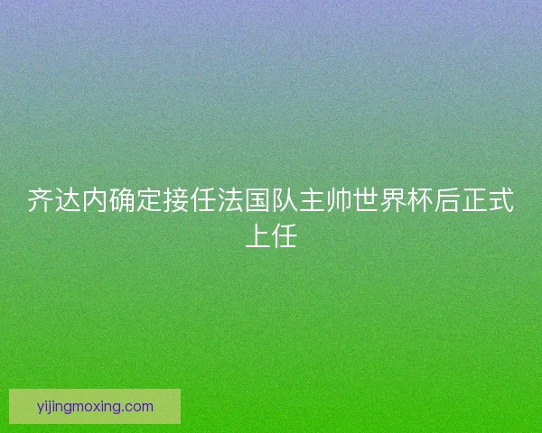 齐达内确定接任法国队主帅世界杯后正式上任